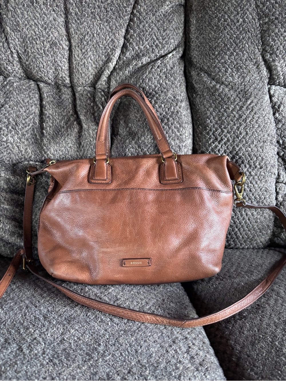 Fossil Cognac Brown Leather Shoulder Satchel